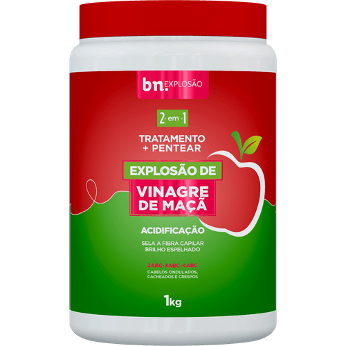 Creme de Pentear e Tratamento Explosão de Vinagre de Maçã 2 em 1 1Kg | bn.Cachos